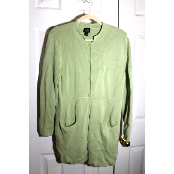 Eileen Fisher Green Silk/Cotton Blend Cardigan Sweater sz M - Picture 1 of 4